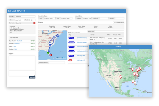 ClearPath TMS featuring real-time tracking and load management